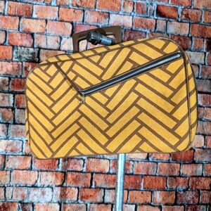 🌻Vintage 70's Herringbone Printed Suitcase